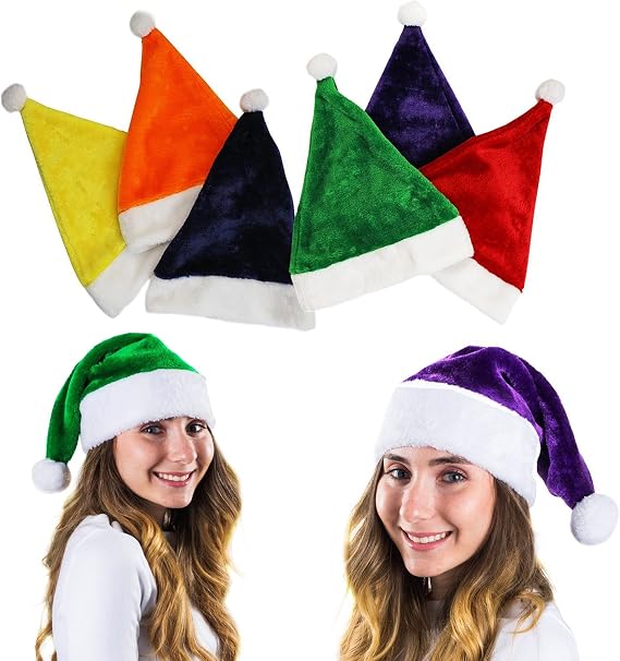 Dwarf Hats Gnome Hats Storybook Character Costumes - Elf Accessories - Santa Hat - Christmas Holiday - Novelty 2 Pack (6 Pack Colorful Santa Hat)
