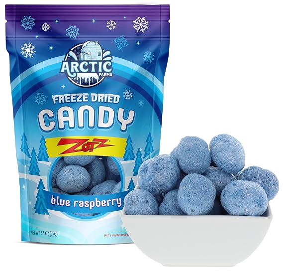 Arctic Farms Freeze Dried Candy Zotz Fizz Candies (3.5oz, Blue Raspberry)