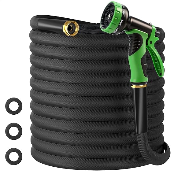 Garden Hose 100 FT, High-Pressure Water Hose with 10 Spray Nozzles