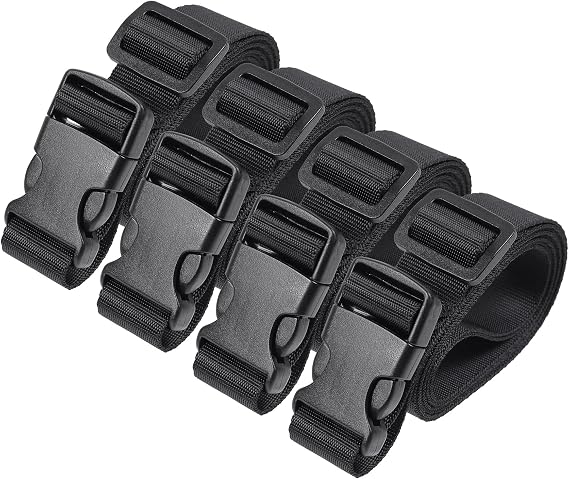 Vigorport Utility Straps Quick Release Nylon Backpack Accessory Bag Strap,Adjustable for Hiking,Travel,Outdoor Sports-4 Pack (Black, 1" W-60 L)