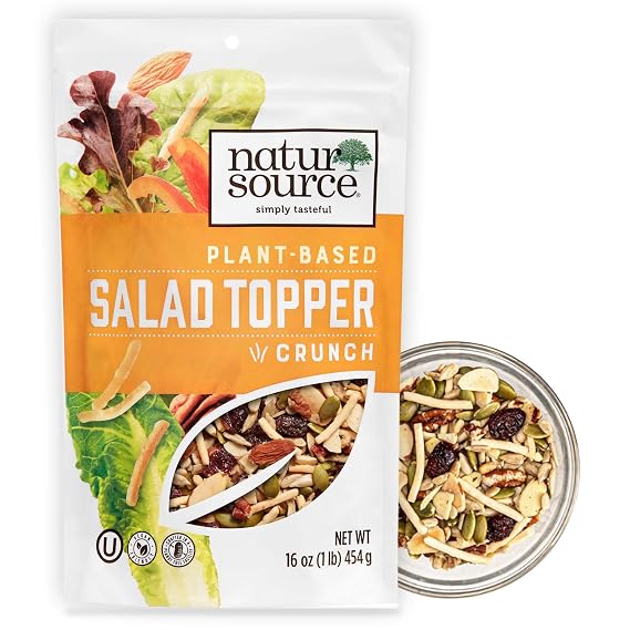 naturSource Salad Topper Crunch - Salad Toppings, Salad Mix, Salad Toppers Seeds and Cranberries, Crunchy, Mixed Seeds for Salad, Oatmeal or Yogurt, Natural- 16 Oz (1 Lb)