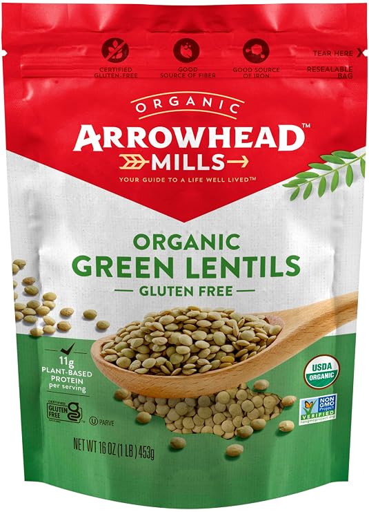 Arrowhead Mills Organic Green Lentils, 16 oz Bag