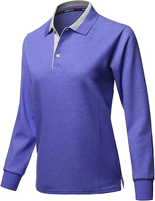 Womens Casual Basic Sporty Long Sleeve Polo Collar T-Shirt