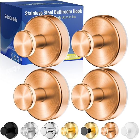 Suction Cup Hooks ,Wreath Hooks Hanger for Front Door,Rose Gold 4 Pcs