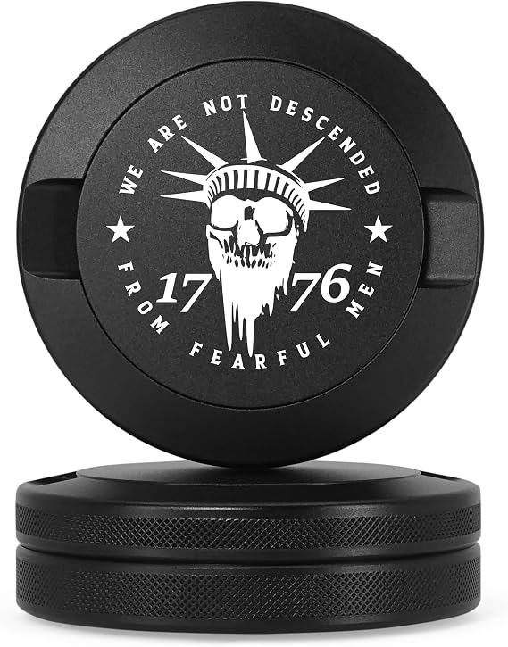Metal Can | Metal Container for Pouches | Aluminum Used Pouch Storage Tin | Airtight O-Ring Moisture Odor Proof EDC Pocket Tin | Liberty or Death Edition (Black)
