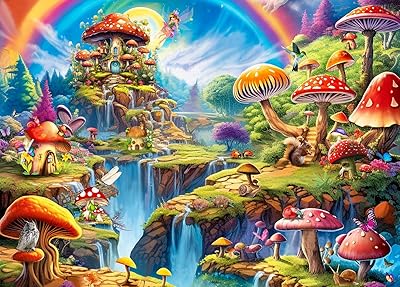 HUADADA 1000 Piece Puzzles for Adults - Colourful Mushrooms- Jigsaw Puzzles for Adults and Kids 1000 Piece Educational Games Colorful Puzzles for Home Decoration