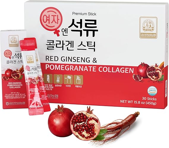 Korean Beauty Baekje Geumsan Women's Pomegranate Collagen Jelly Stick 5.1oz / 30 Count (5 Pack)