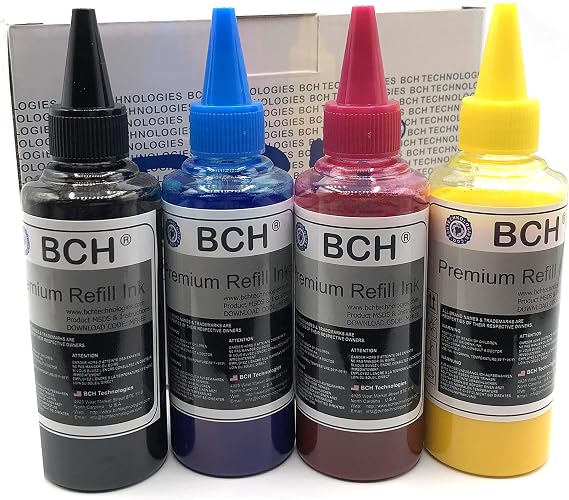 BCH Premium DTF Ink 400ml Black, Cyan, Magenta, Yellow Direct to Film Heat Transfer Ink for DTF Printing Machines