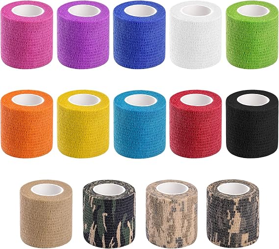 14 PCS Self Adhesive Bandage Wrap & Color Athletic Tape, Self Adherent StretchTape for Wrist, Ankle, Wrist Tape Baseball 2 Inch X 4.92Yard Per Roll.