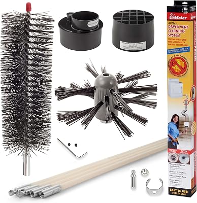 Dryer Vent Duct Cleaning Kit - Gardus RLE202 LintEater Rotary Dryer Vent Cleaner Kit, Removes Lint, Dryer Vent Cleaning System Extends Up to 12 with 4 Flexible 3 Rods, Air Duct Cleaning Tools