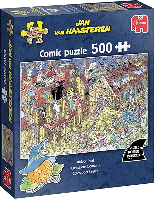 Jan van Haasteren - Trick or Treat 500 Piece Jigsaw Puzzle Halloween Hidden Object
