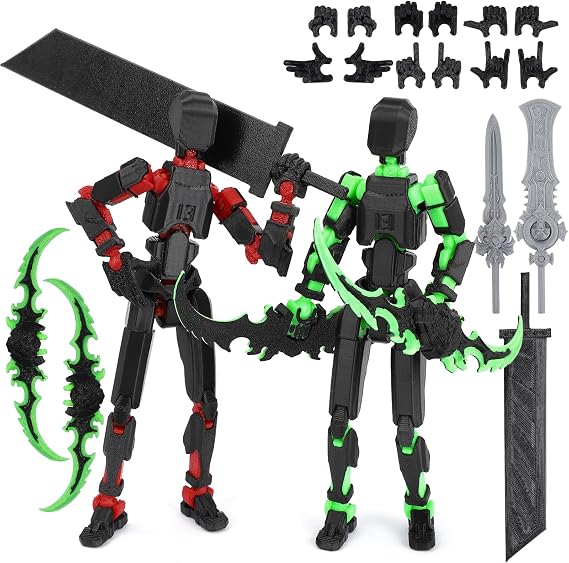 T13 Action Figure Set - 3D Printed with Weapon | Titan 13 Articulating | Dummy 13 Stick Titan T 13 Robo 13 Missions 13 Lucky 13 Lovers Assembled