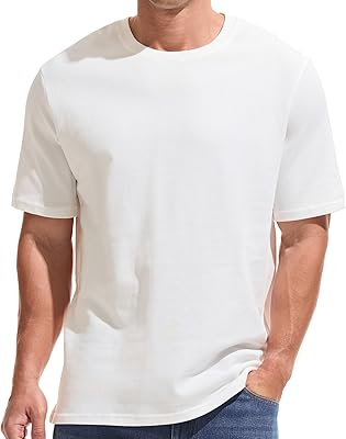 VEIISAR Mens Heavy Weight Crew Neck 100 Cotton Pique Thick T-Shirt