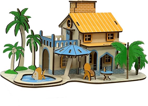 Log Cabin Mini House 3D Wooden Puzzle Building Kit for Adults Teens | Laser-cut eco wood decor gift for teens & adults 14+, mostly glue-free assembly house building craft