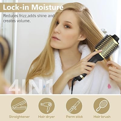 7-in-1 Hair Dryer Brush and Hair Styler Set Fast Drying, Curling, Straightening & Volumizing Hot Air Styling Tool with No Heat Damage for All Hair Types Red