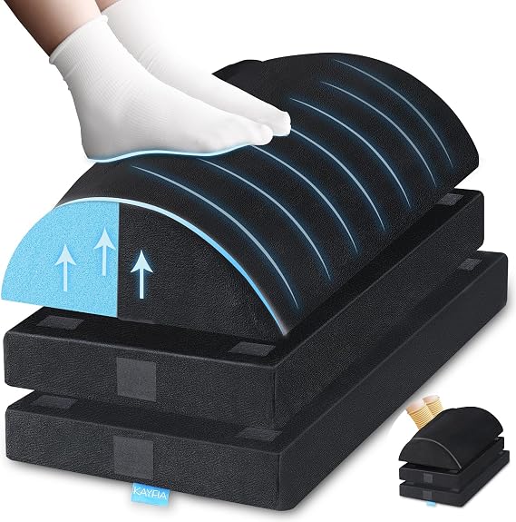 Kayfia Adjustable Foot Rest Under Desk at Work, Foot Stool with Gel Foam | XXL 20in size, 3 adjustable heights for ergonomic leg support. Soft gel foam, detachable layers, foot-warming pocket