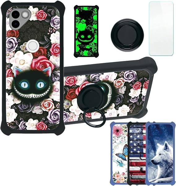 jioeuinly Solana Mobile Saga Phone Case Compatible with Osom OV1 Saga Phone Phone Case Cover [with Tempered Glass Screen Protector][Hard PC + Soft Silicone][Ring Support] [Luminous Effect] YGH-LZM
