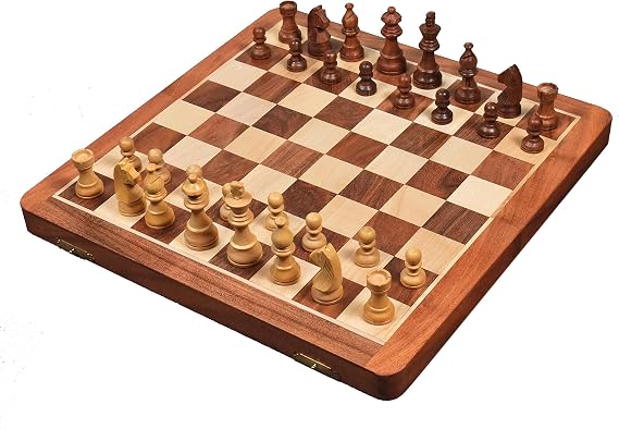RoyalChessMall-14 Large Golden Rosewood & Maple Wooden Inlaid Magnetic Chess Set Board for Travel