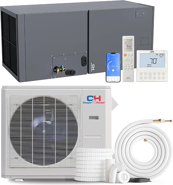 Cooper & Hunter 24,000 BTU 230V Central Ducted Mini Split, 19.7 SEER2 | Multi-Position Air Handler, Smart Kit, 25FT Install Kit, Air to Air Heat Pump, Inverter, Pre-Charged, 2 Ton