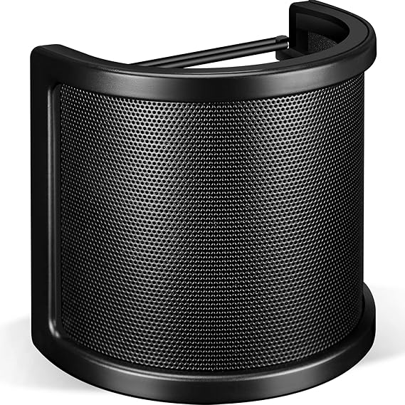 Aokeo Pop Filter, [Upgraded Three Layers] Metal Mesh & Foam & Etamine Layer Microphone Windscreen Cover Handheld Mic Shield Mask,Microphone Accessories for Vocal Recording,YouTube Videos,Streaming