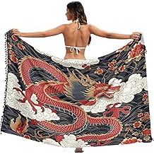 Chinese Dragon Womens Sarong Beach Swimsuit Bikini Cover up Wrap-L