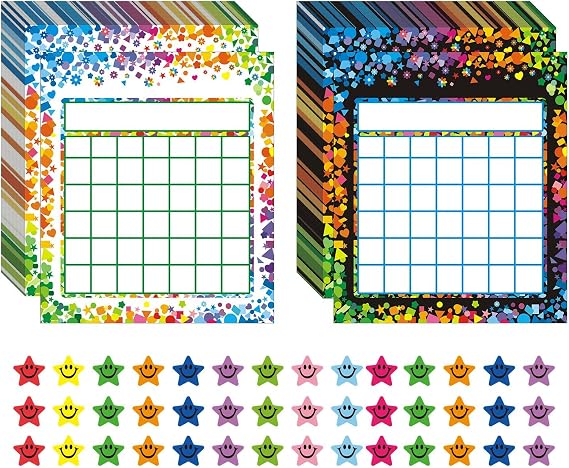 REGELETO 80 Pack Incentive Reward Chart for Classroom Home Behavior for Students with 2400 Pieces Star Stickers