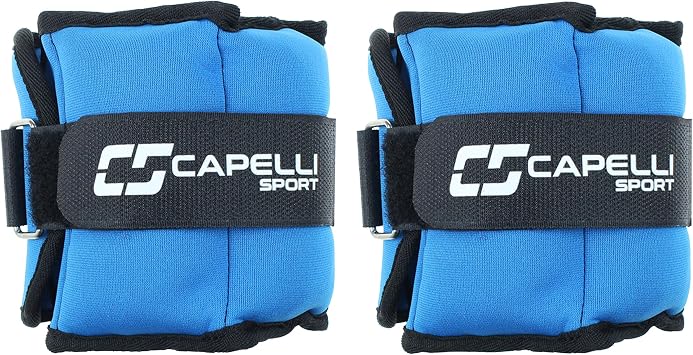 Capelli Sport Ankle and Wrist Weights, Leg and Arm Weights with Adjustable Straps, Blue, 4 lbs, Set of 2