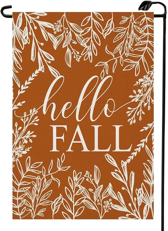 Hello Fall Garden Flag 12x18 Inch Double Sided Seasonal Autumn Thanksgiving Harvest Maple Leaves Small Flags Holiday Farmhouse Outside Decorations For Yard QJ34