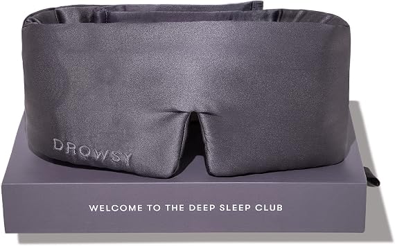 DROWSY Silk Sleep Mask - Face-Hugging, Padded Cocoon for Luxury Sleep in Total Darkness - 100% Pure Mulberry Silk Moonlight Shadow
