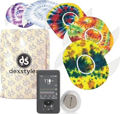 Dexstyles Dexcom G7 Overpatches Waterproof - Durable CGM Sensor Patches - Breathable Adhesive Dexcom G7 Over Patch Pack of 5, Hypoallergenic, Sweatproof Skin with up to 10 Days Protection-TieDyeBurst