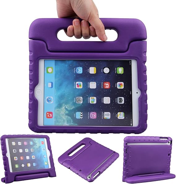 LEFON Kids Case for iPad mini Shockproof Convertible Handle Light Weight Super Protective Stand Cover Case for Apple iPad mini 3rd Gen/Mini 2 / Mini 1 (Purple)