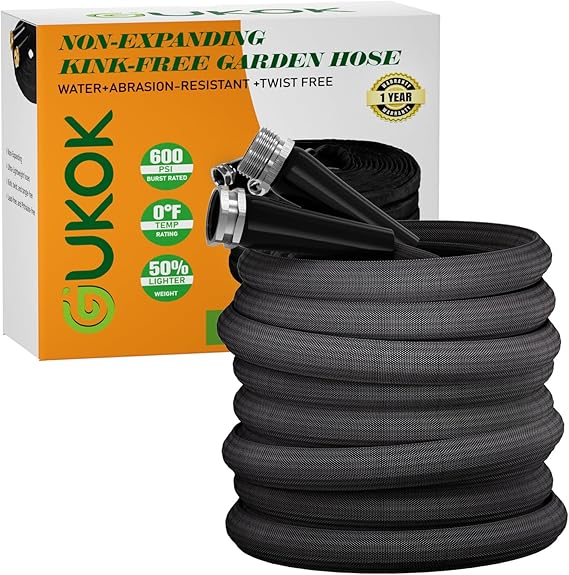 100 FT Garden Hose, Non-Expanding Water Hose, Ultra Flexible, Burst-Resistant, Kink-Free, High-Pressure Garden Hose for Easy All-Weather Use on Lawns, Gardens, and Outdoor Cleaning