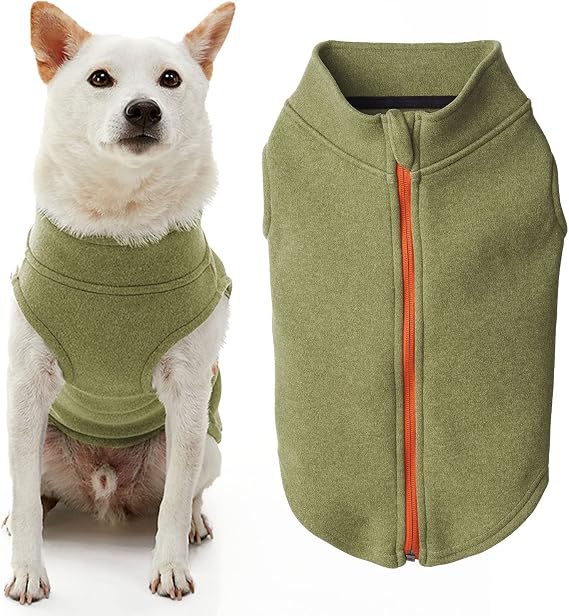 Gooby Zip-Up Microfiber Fleece Dog Sweater - Green, X-Small - Warm Double-Layered Soft Microfiber Fleece Step-in Dog Jacket Without Leash - Winter Sweater for Small - Medium Dogs