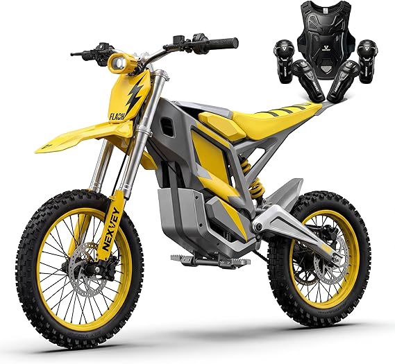NEXVEY Flash Electric Dirt Bike for Teens Adults, 4000W Peak 35MPH High Speed Motocross Bike, 48V 22.5AH Fat Tire Off-Road E-Bike with Dual Disc Brakes & Front Suspension for Ages 13+