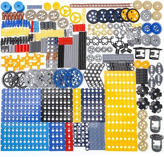 AIMATIX 300PCS Technic-Parts Gears Set, Technic-Gears-Axle-Connector-Pin, Compatible with Technical Parts Major Brand, Gears-Rack (Differential-Axles-Pins-Gears) for MOC Building Block