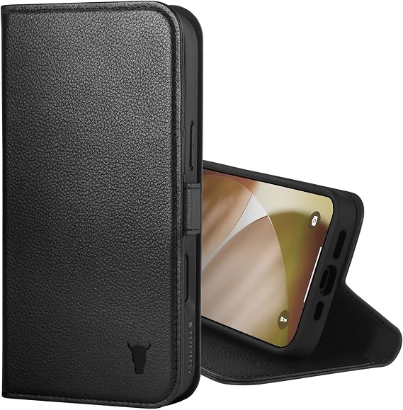 TORRO Leather Case Compatible with iPhone 17 6.3" 2025 - Premium Leather Wallet Flip Case with Kickstand and Card Slots (Compatible with Official MagSafe Chargers) - Black