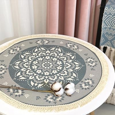 Boho Rustic Round Placemat for Dinning Table with Tassels, 20 Mandala Placemat Table Mat for Kitchen Table Tea Table