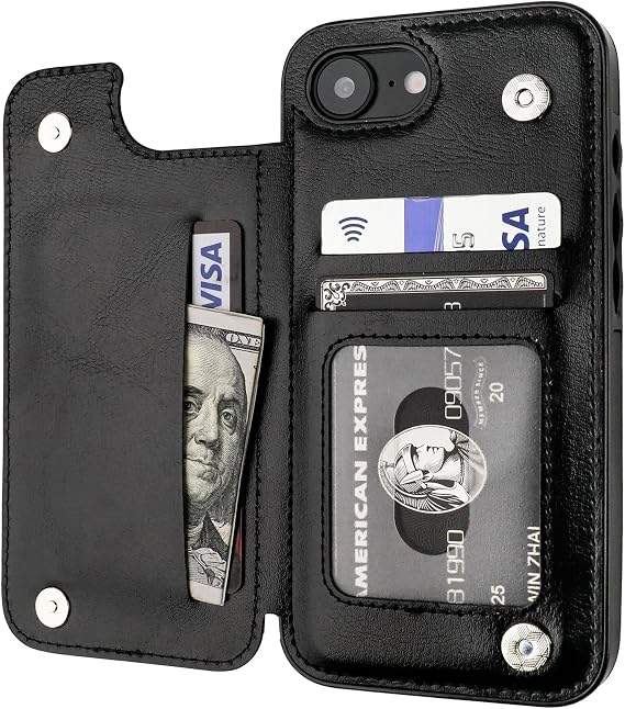 ONETOP for iPhone 17e/16e Wallet Case with Credit Card Holder,Black