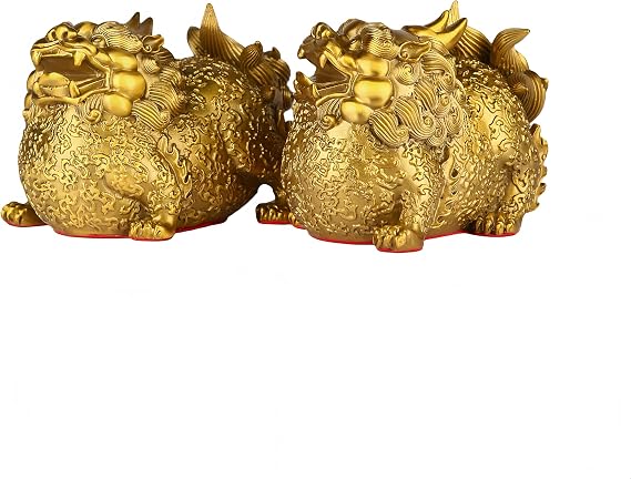 Brass Pixiu & Pi Xiu Statue - God of Wealth and Fortune, Feng Shui Decor & Gifts for Home, Chinese Decor & Gifts, Feng Shui Statue, Chinese New Year Decor, Bi Xie, Pi Yao, Piyao (Medium)