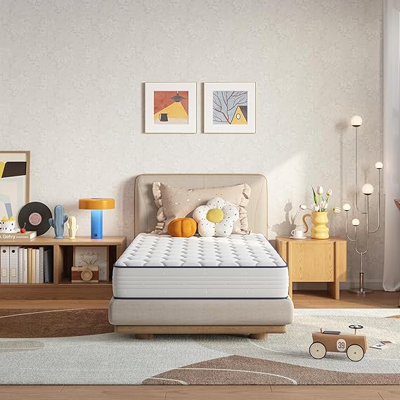 Novilla 8 Inch Twin XL Mattress, Bonnell Spring Mattresses, Spine Support | Foam & Spring Hybrid Design, Cool Comfort Sleep, Durable Steel Coils, CertiPUR-US Certified, Mattress in a Box