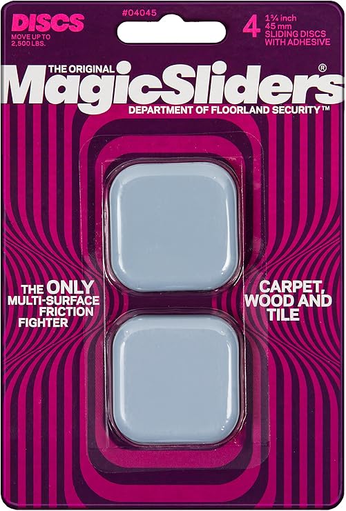 Magic Slider Self-Adhesive Furniture Disc Pad Sliders 4 Piece Pack Smooth Gliding Protection for Wood, Tile, Carpet, and Vinyl Floors|Size-1-3/4|Colour-Blue