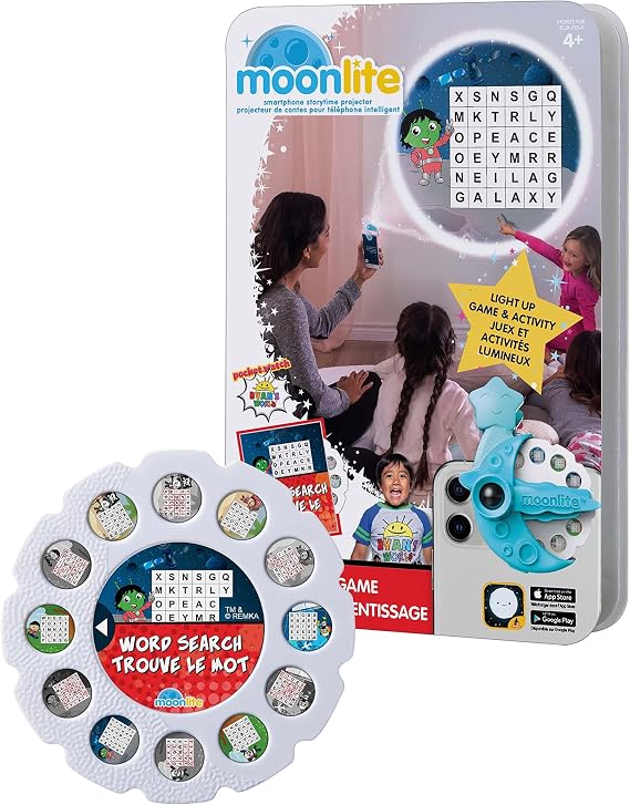 Moonlite Storytime - Ryan's World - Word Search - A Magical Way to Read Together - Projector Sold Separately - Digital Story w/ Sound FX - Learning Gifts for Kids Ages 1 Year & Up
