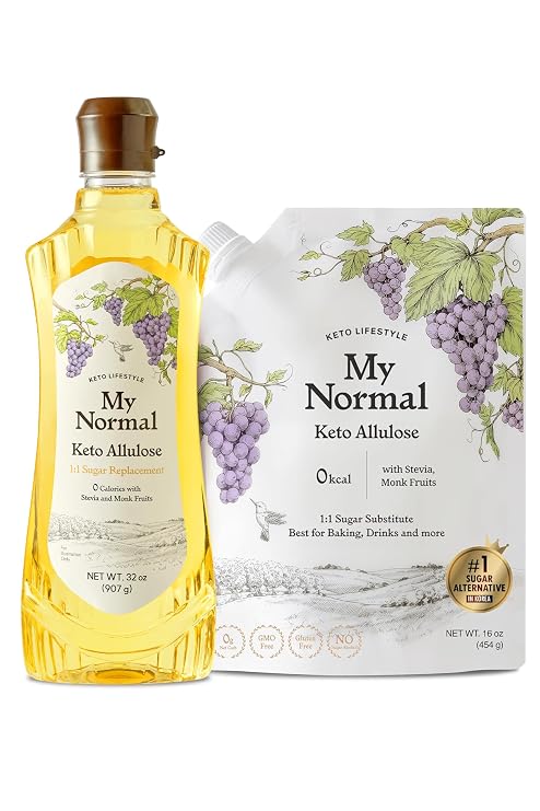 My Normal Keto Allulose 32oz + Keto Allulose 16 oz w/Allulose, Monk Fruit and Stevia Blend | Zero Calorie Sweetener, 1:1 Sugar Substitute, Gluten Free, No Erythritol & Glycemic Impact, Zero Cal