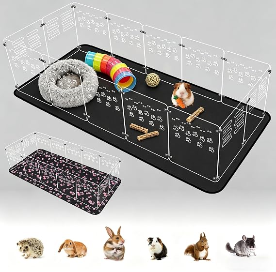 Guinea Pig Cage,Acrylic,60" Lx24 Wx14 H,with Waterproof Mat,Heighten,Also for Rabbits, Button Quails, Hedgehogs, Ferrets and Other Small Animals.