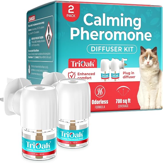 Cat Calming Plug-in: Cat Pheromone Diffuser - Cat Plug In Calmer - Advanced Pheromone Calming Aid for Cats – Relaxation &amp; Comfort, 2 Pack (Teal)