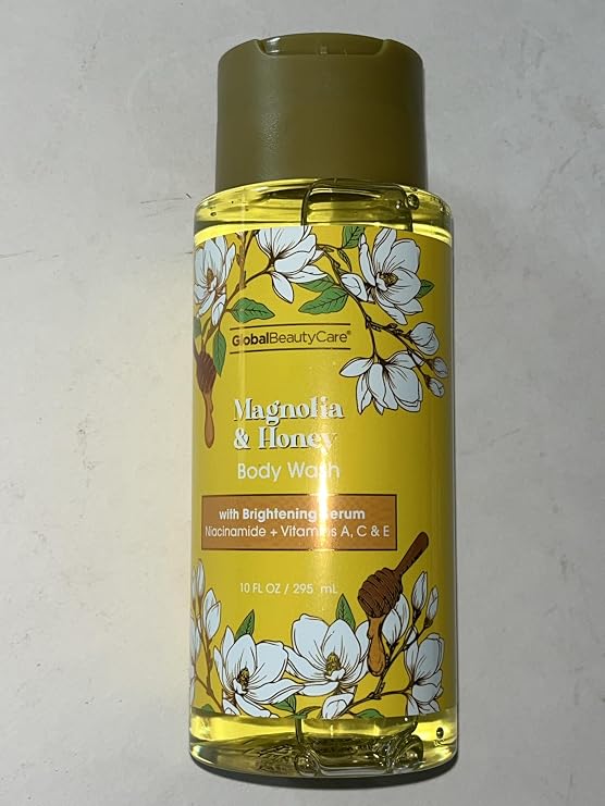 Global Beauty Care Magnolia & Honey Body Wash with Brightening Serum, Niacinamide + Vitamins A, C & E, 10 Fl Oz