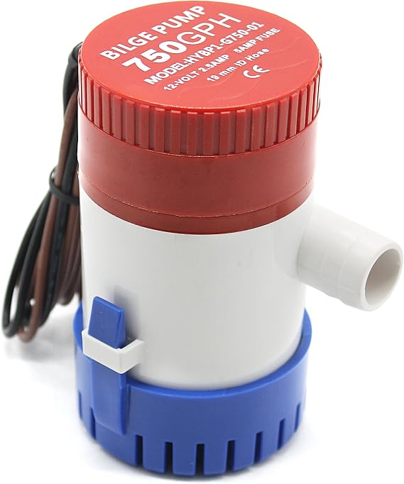Marine Submersible Boat Rule Bilge Water Pump 750 GPH 12V 3/4 inch Hose Outlet for Boats