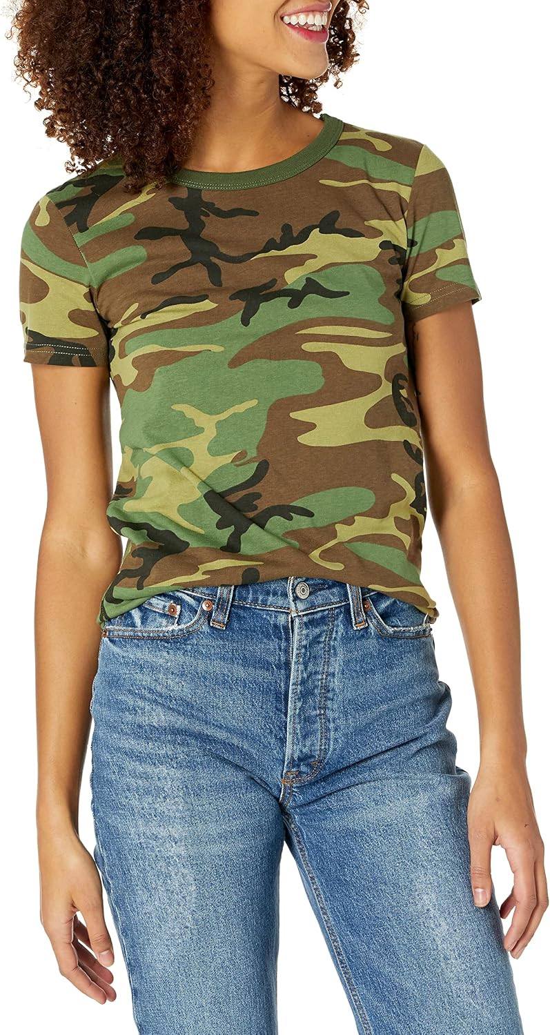 BACKBONE Womens Ladies Army Military Style Gym Training Outdoor Hunt Camp Camouflage Short Sleeve Tee T-Shirt