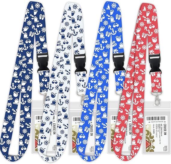Cruise On Lanyards for Cruise Ship Cards Must-Have Accessories (4 Pack) Cruise Lanyard with ID Holder, Key Card Detachable Badge & Waterproof Holder for 2026-2027