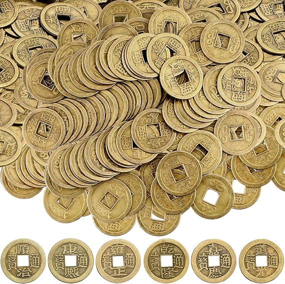 Boao 100 Pieces Chinese Coins Chinese New Year Feng Shui Coins I-ching Ornament for Wealth and Good Luck (0.8 Inch)